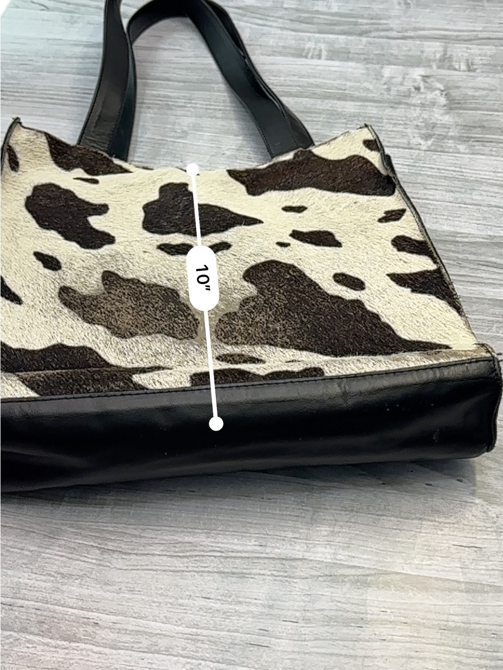 Halfcalf Cowhide-Pattern Black & White Tote Bag - Classic Everyday Carry - Picture 8 of 8